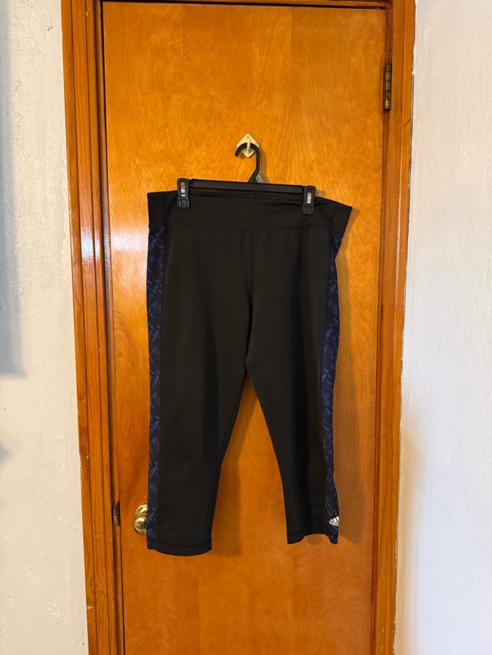 adidas Black Leggings with Blue Patterned Panels